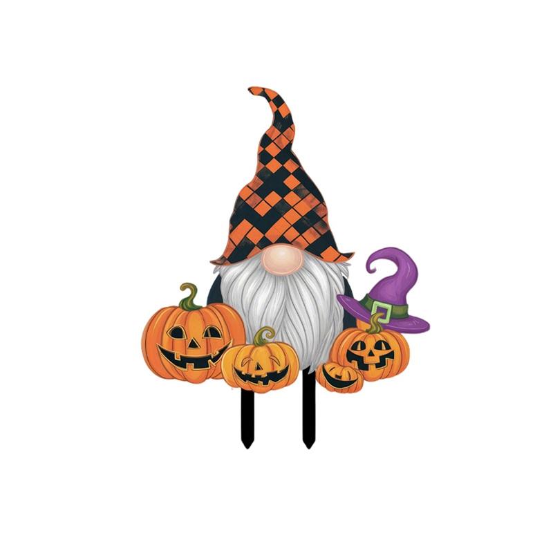 Halloween Garden Decoration Ground Cartoon Pumpkin Gnome Ghost Style Insert Stake