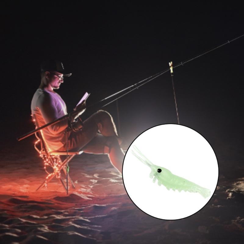 Fishing Tackle Glowing Simulation Prawns Saltwater Hook Soft Shrimp Lures for Night Fishing