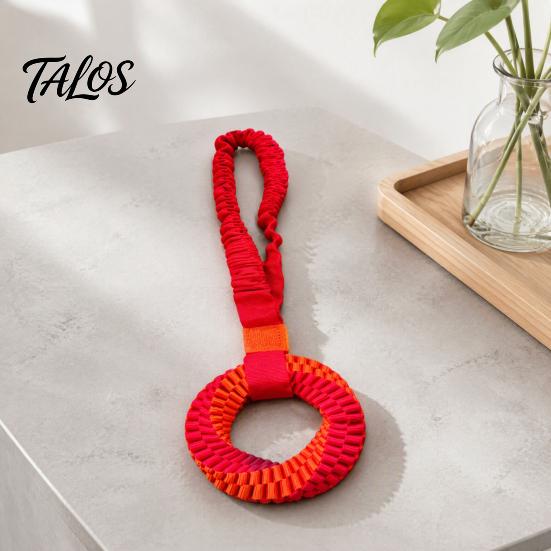 Durable Dog Tug Toys Bungee Toy, Woven Ring with Long Handle, Interactive Chew Teeth Tear Resistant Cleaning Toy for Medium Large Dogs, Dental Care of