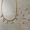 DIY Simple English Letter Necklace with Diamond Inlaid Pendant, Stainless Steel Jewelry for Europe and America.
