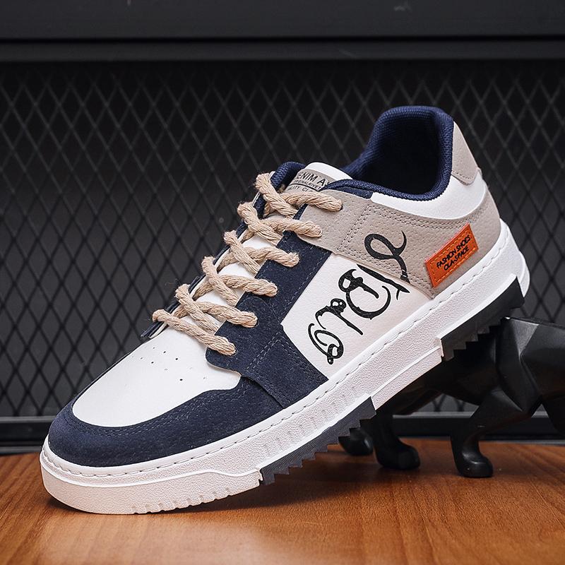Men's 2025 new casual sports shoes: fashionable low-top sneakers, running vulcanized flat men's shoes