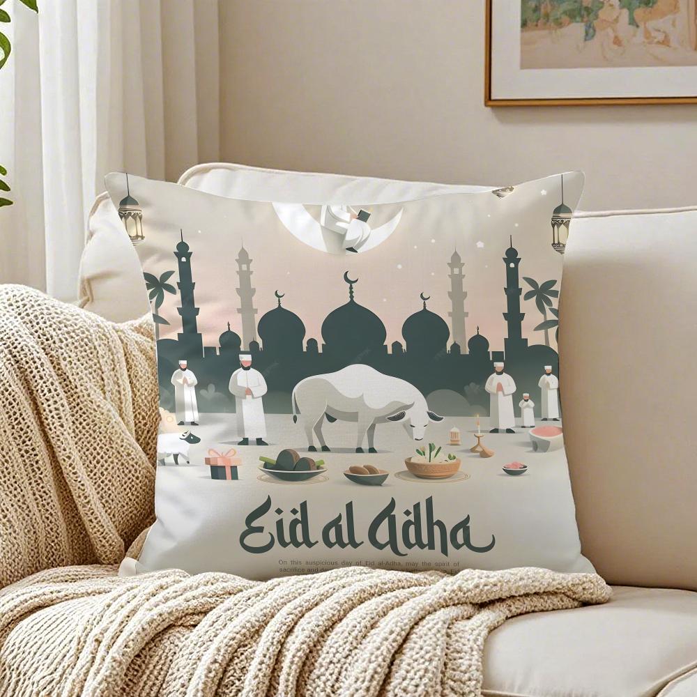 Fashion Daily Life E-Eid Al-Adhas Cushion Cover Linen Pillowcase Soft For Sofa Bed Home Room Decor