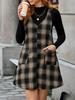 2026 New Popular Fashion Commuting Casual and Thin V-neck Pocket Net Color Corduroy Strap Skirt Women's Clothing