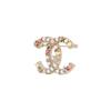 Chanel Double C Pearl Metal Crystal Brooch Women Accessories Gold AB8061-B07808-NH431