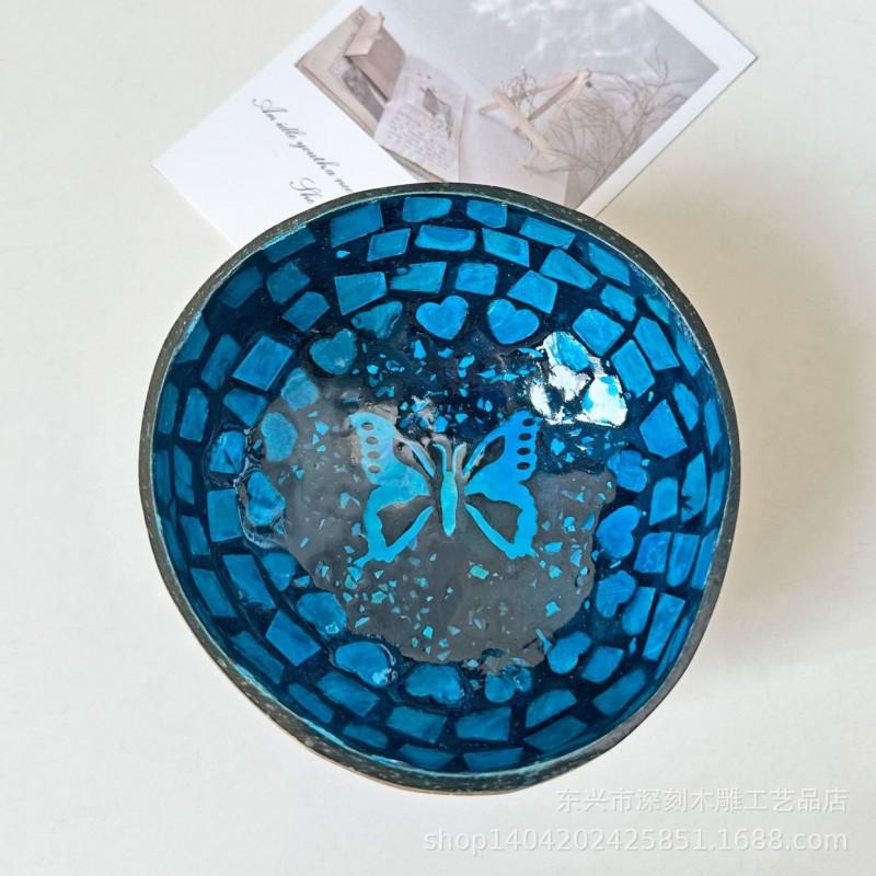 Vietnamese Coconut Shell Bowl Decorative Serving Dish Snacks Nuts Candy Home Decor Storage