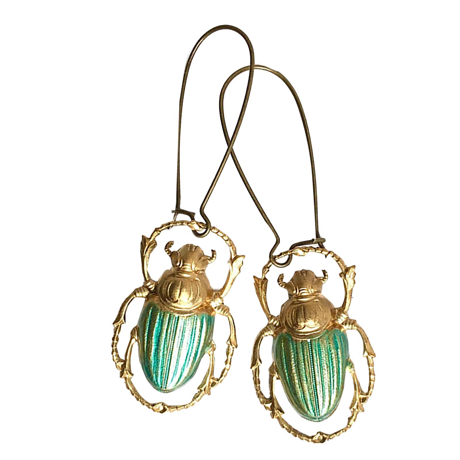 

Креативные серьги-капли в виде насекомых, милые украшения в виде животных, длинные бронзовые серьги-крючки, аксессуары для женщин, украшения для вечеринок зелёный