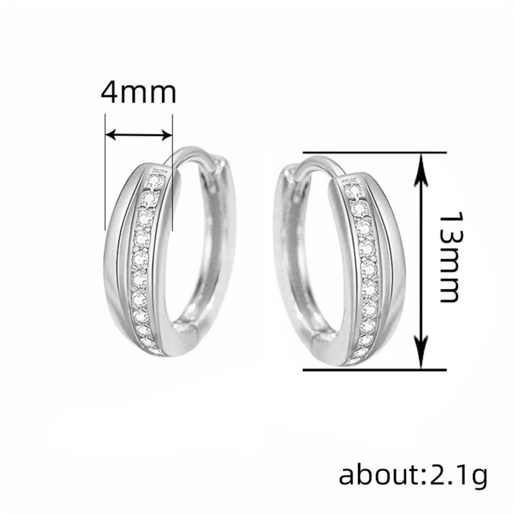 Double Layer Paved Huggie Hoop Earrings for Women Minimalist Elegant Earrings for Daily and Commute Wear