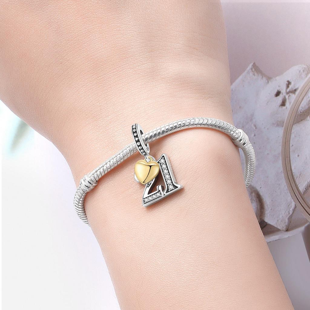 Original 15th 16 18 20 21 Anniversary Birthday Wedding S925 Silver Bead Pendant DIY Jewelry Gifts for Her
