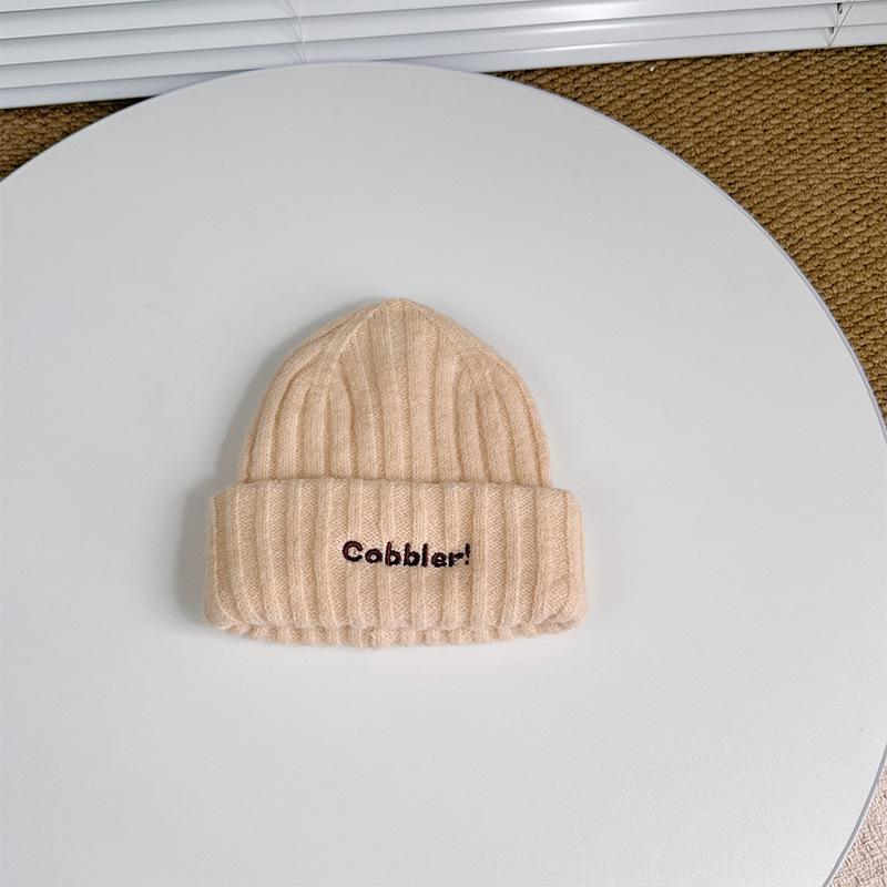 Autumn and Winter New Style English Embroidered Knitted Hat for Boys and Girls Stylish and Versatile Woolen Hat  Simple Ear Protection Hat