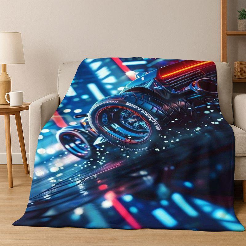 Future concept sports car Moto Racing Flannel Blanket Soft Warm Throw Blanket for Bedroom Living Room Bed Travel Camping Picnic 75x90cm