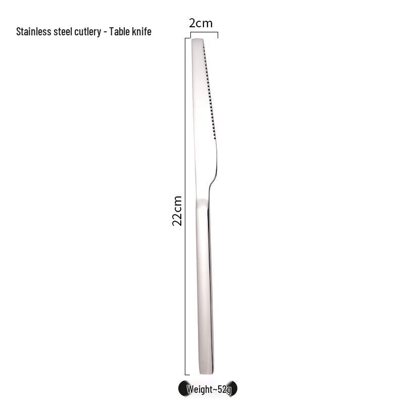Square Handle Stainless Steel Cutlery Set: Knife, Fork, and Spoon for Hotels and Restaurants.