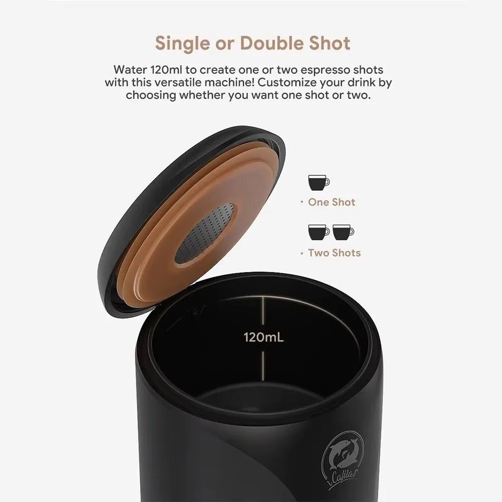 Neue tragbare Nespresso Kaffeemaschine Espresso Wiederaufladbare Kaffeemaschine Outdoor Reise Eingebaute Batterie Extraktion Pulver & Kapsu