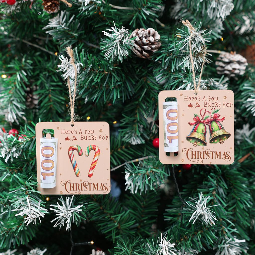 Christmas Santa Claus Wooden Money Card Pendant Merry Christmas Decor for Home 2025 Navidad Xmas Tree Ornament New Year 2026