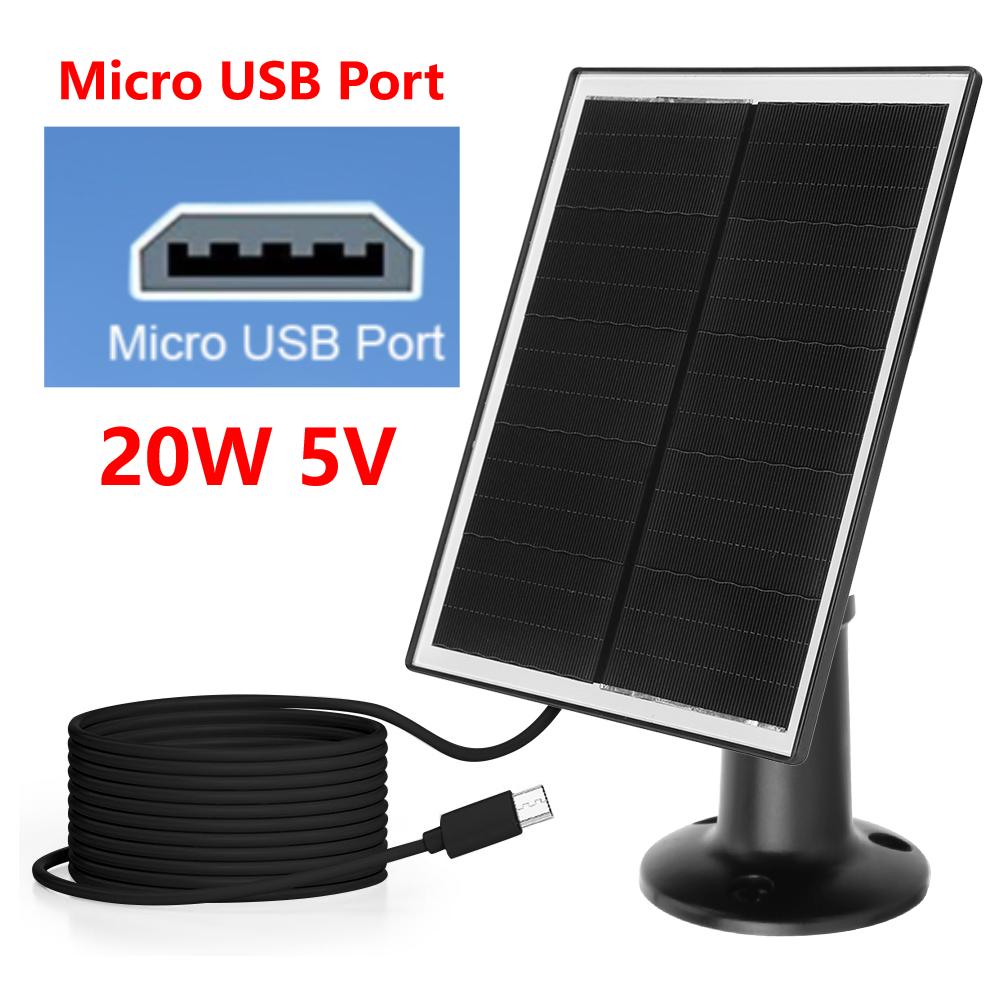 10W/20W 5V Solar Panel Outdoor Solar Cells Charger USB/Type-C Solar Panels Waterproof Solar Cells Charger for Security Camera