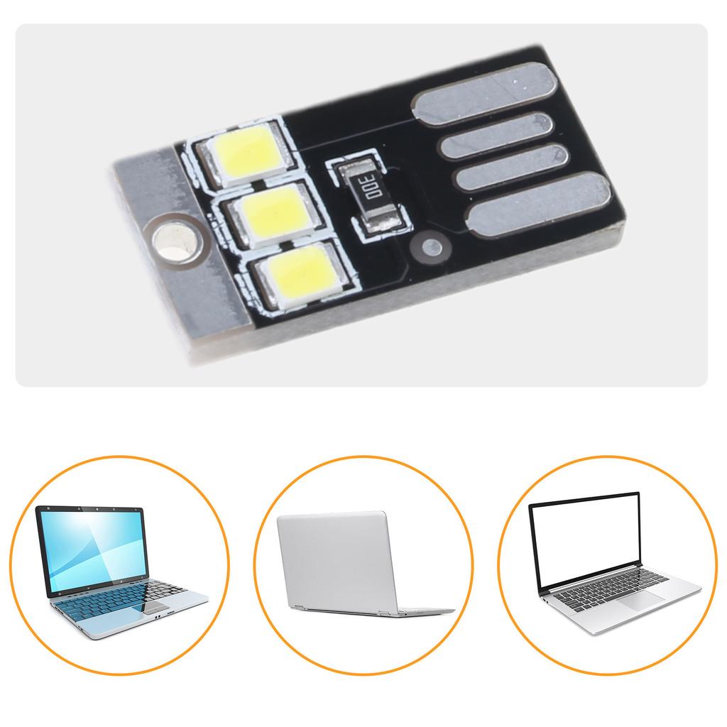 5Pcs Mini Pocket Card USB Power LED Keychain Night Light 0.2W USB LED Bulb Book Light for Laptop PC Powerbank
