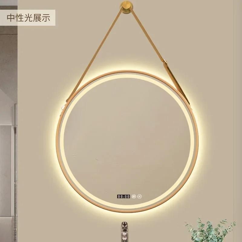 Round Makeup Bathroom Mirror Lights Portable Touch Led Bathroom Mirrors Wall Mounted Home Improvement