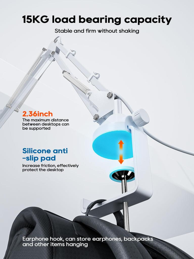 CACENCAN Microphone Microphone Tabletop with LED Desk Arm Easy On the Light Bulb Daylight Microphone Boom Arm with Conversion Suitable for Live