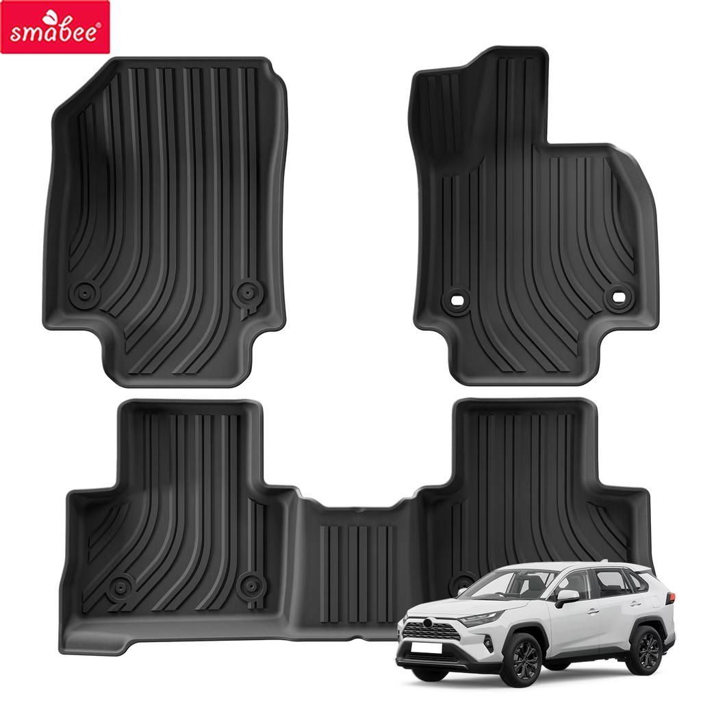 Smabee RHD for Toyota RAV4 2019-2024 2025 Right Hand Drive Car Floor Mats Cargo Liner Trunk Pad TPE 3D Foot Mat Accessories