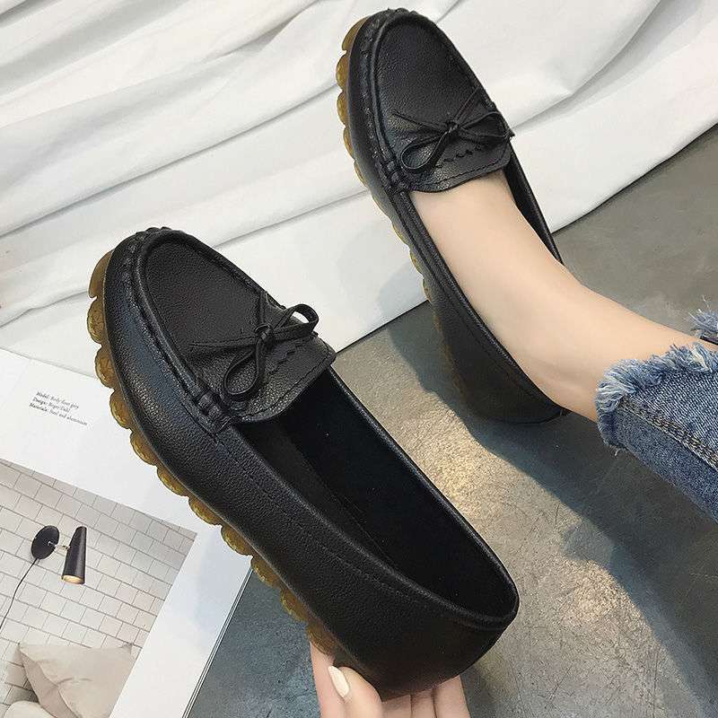 Doudou shoes women's non-slip spring and summer new flat-soled single shoes soft sole one pedal pregnant women comfortable mother white nurse shoes