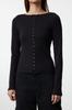 Women's Fashion Black Button Detailed Crew Neck Ribbed Flexible Regular Length Knitted Blouse