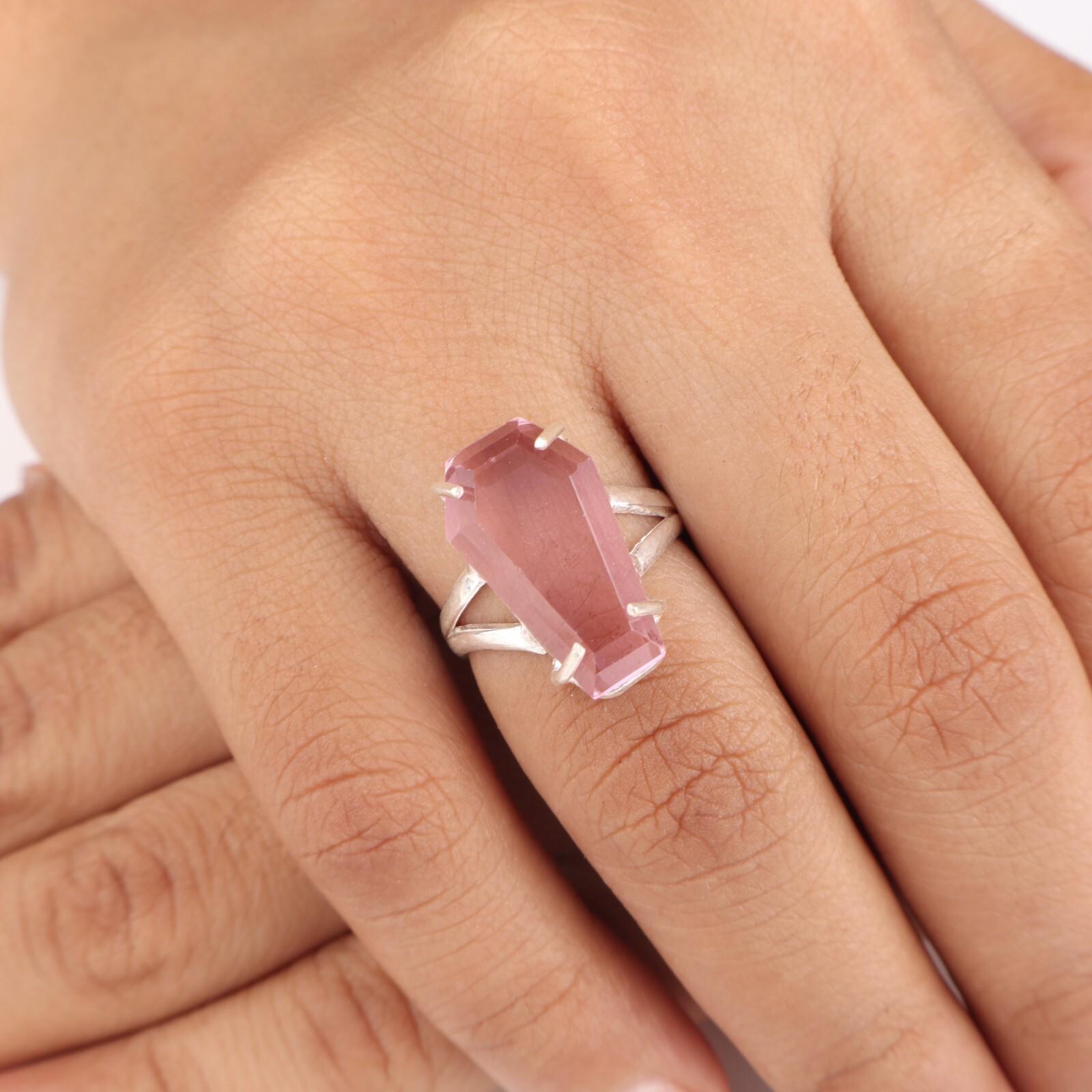 

Морганит Драгоценный камень 925 Стерлинговое серебро Ювелирные изделия Ручной работы Кольцо Подарок для друга RR-40-12 8.5