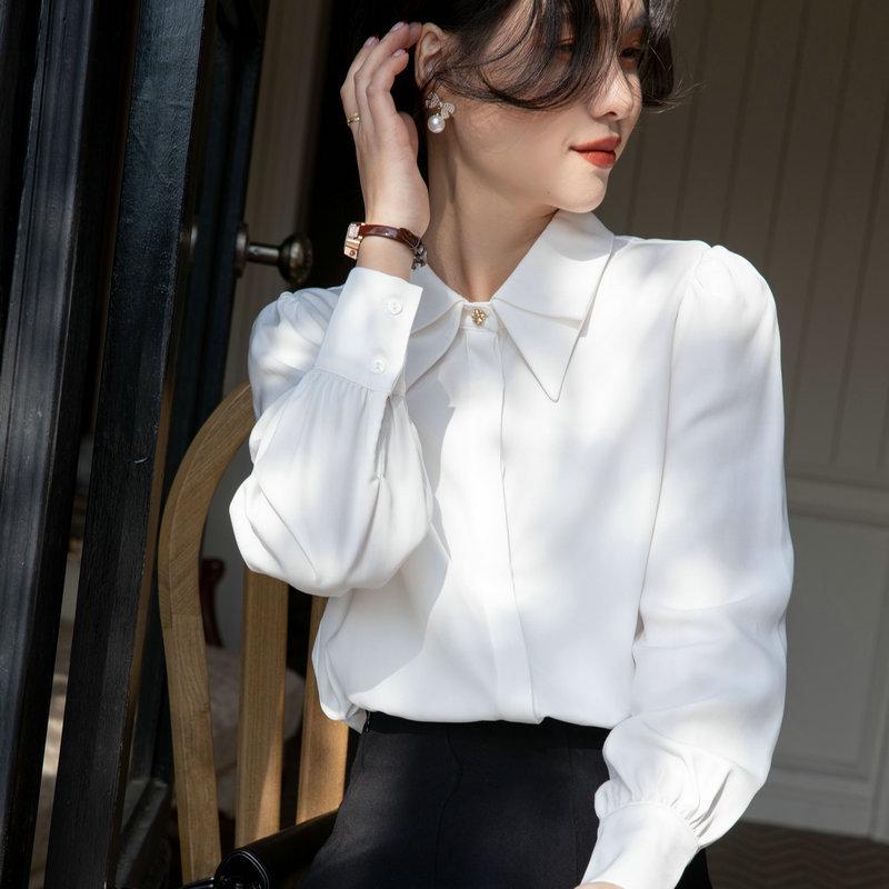 2025 Spring Women’s Korean Style White Shirt: Lightly Mature Inner Wear