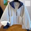 Korean Style Fashion Hooded Jacket Women's Autumn Winter Splicing Plaid Casual Joker Light Padded Jacket