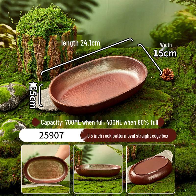 Melamine Plate for Gourmet Hot Pot, Barbecue & Shrimp: Mountain & Field Design