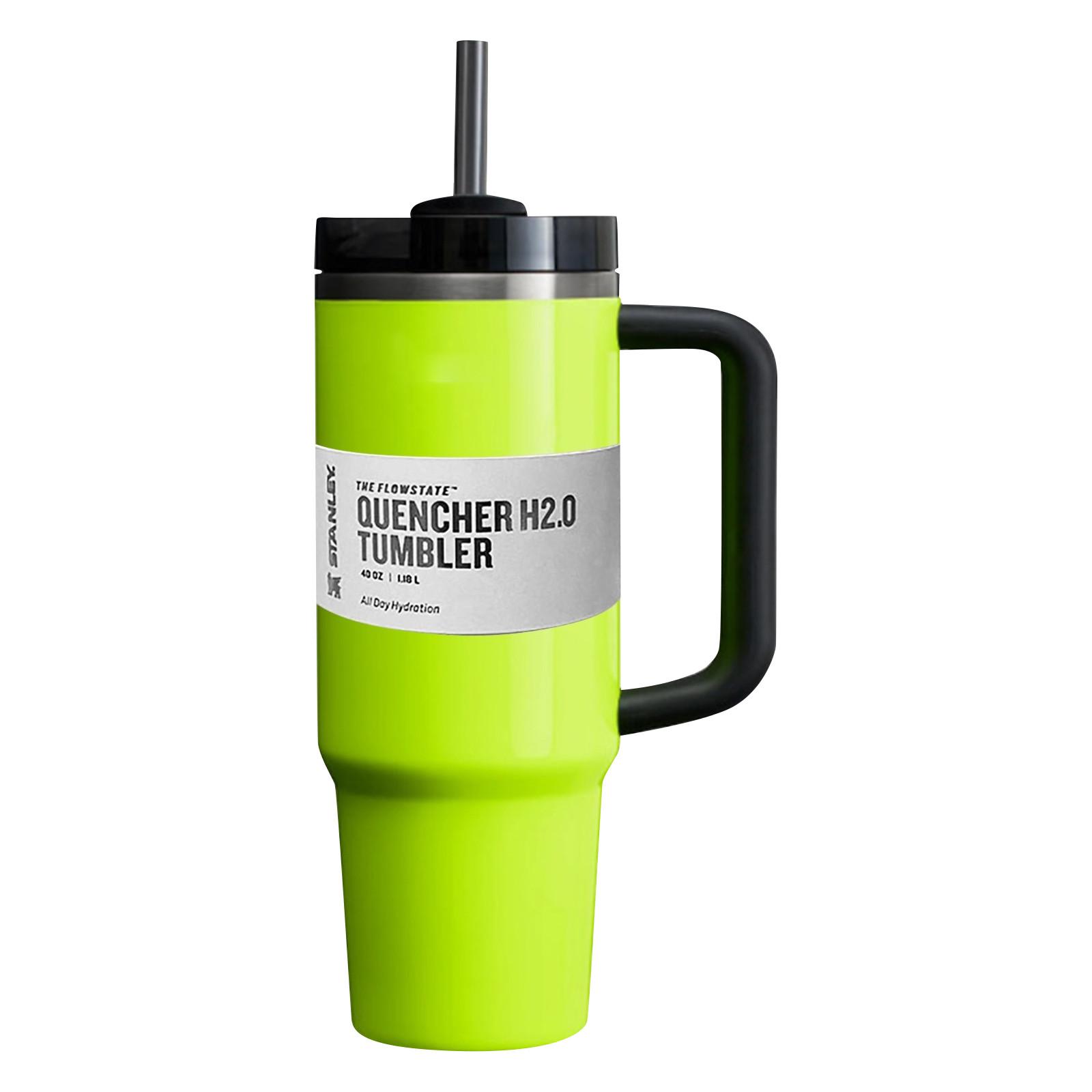 Car Cup 304 Stainless Steel Handle Cup Straw Ice Cup 40oz One Size зелёный