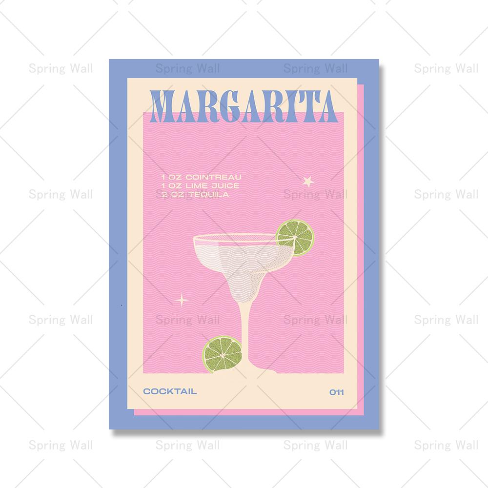 Modern Still Life Drinks Cocktails Strawberry Canvas Painting Coffee Shop Shop Bar Wall Print Poster Minimalist Art Home Decor