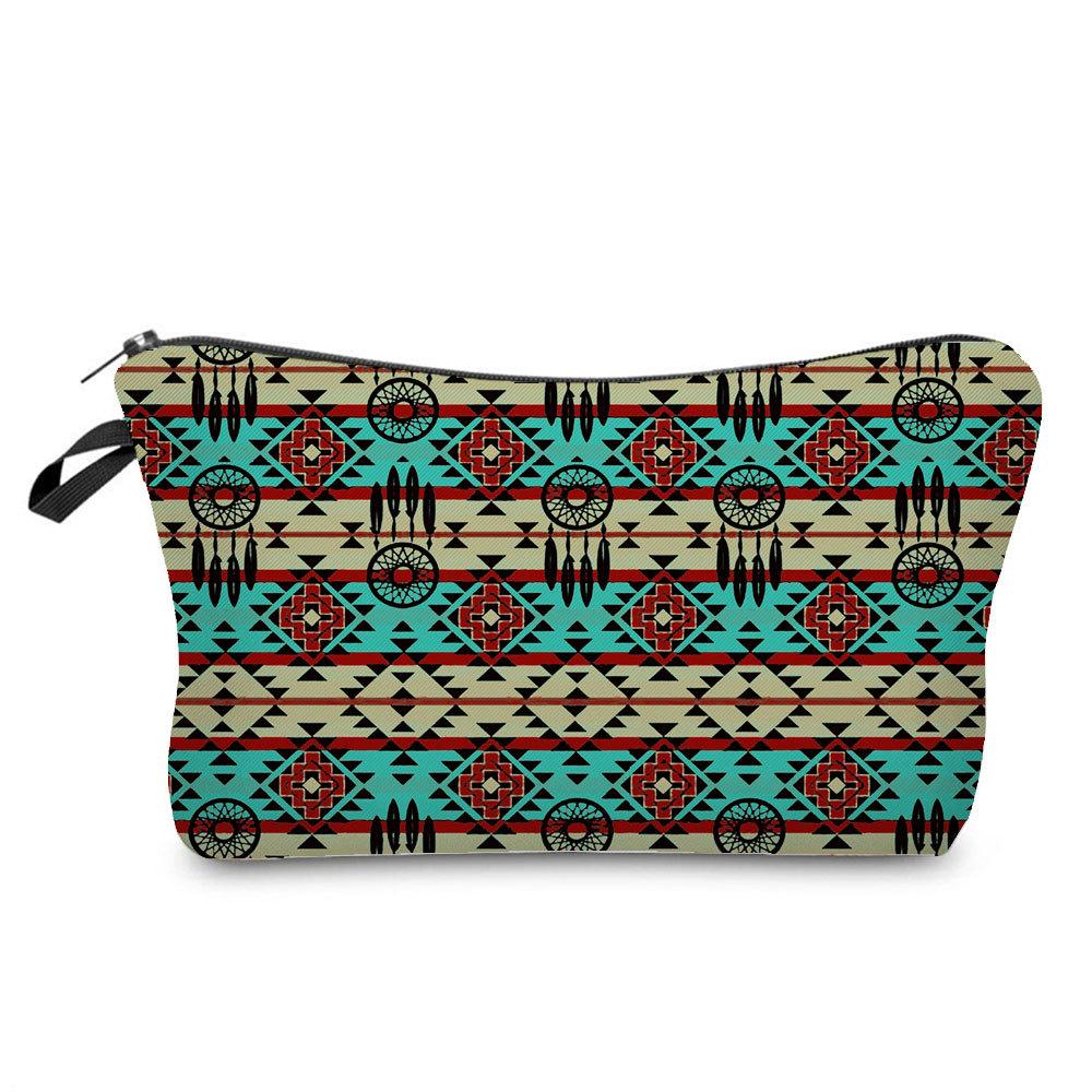 Women Geometric figure Print Cosmetic Bag Toiletries Organize Travel Storage Case 6756 KTB