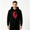Men's Pullover Hoodie, Gothic Red Print Woman Rose Pattern Casual Long Sleeve Hooded Sweatshirt