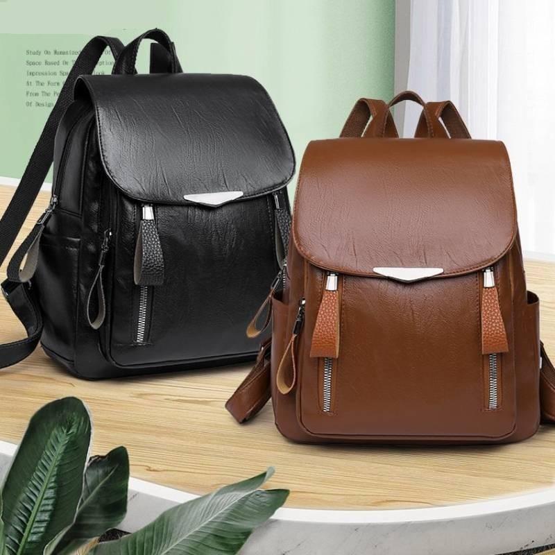 Fashionable Pu Leather Women's Backpack Large Capacity For Casual Travel