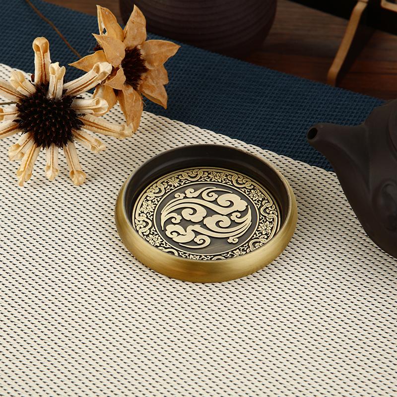 Chinese Style Metal Tea Cup Coaster Heat Insulation Cup Pad Drink Cup Coaster for Tea Coffe Milk Kitchen Supplies