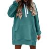 Women's Solid Colour Fashion Comfortable Hooded Mid-Length Long Sleeve Sweatshirt