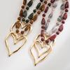 Autumn Winter New Retro Resin Big Heart Necklace Sweet Cool Exaggerated Pendant Clavicle Chain Trendy Personality Women Jewelry