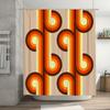 Modern Retro Bathroom Decor Shower Curtain with Vibrant Stripes for Home Bath Design Orange Red Yellow Brown Colorful