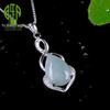 Yu Ding Sheng S925 Sterling Silver Teardrop Pendant with Natural Myanmar Jadeite for Women