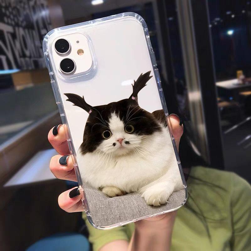 Funny Cute Cartoon Cat Transparent Phone Case for IPhone 13 15 12 11 14 Pro Max 13 12Mini X XS XR SE 14 Plus Cover Shells Fundas