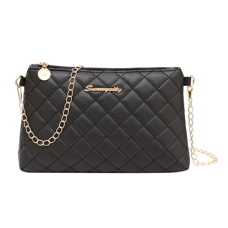 Simple atmospheric chain, small square bag, small fresh rhombus embroidered shoulder mobile phone bag, a women's bag.