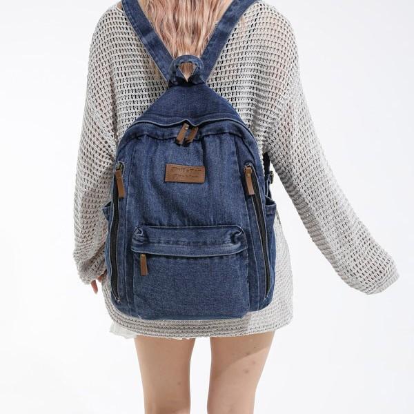 2025 New Casual Retro Simple Student Schoolbag Large Capacity Denim Fashion Commuter Backpack Backpack