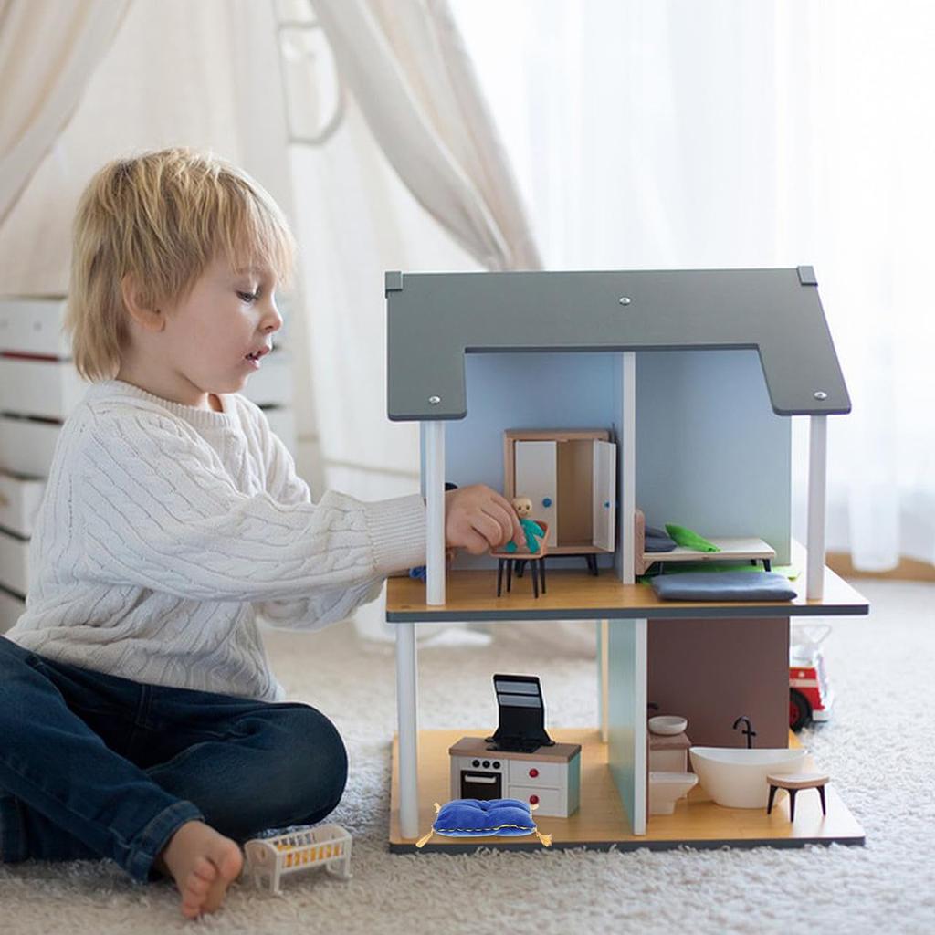 NOLITOY Poppenhuis Miniatuur Schaal Fleece Kussen Set voor Miniatuur Bank DIY Poppenhuis Meubels x x Kussens, 16 Beddengoed, Accessoires, 4" 3.7" 0.8"