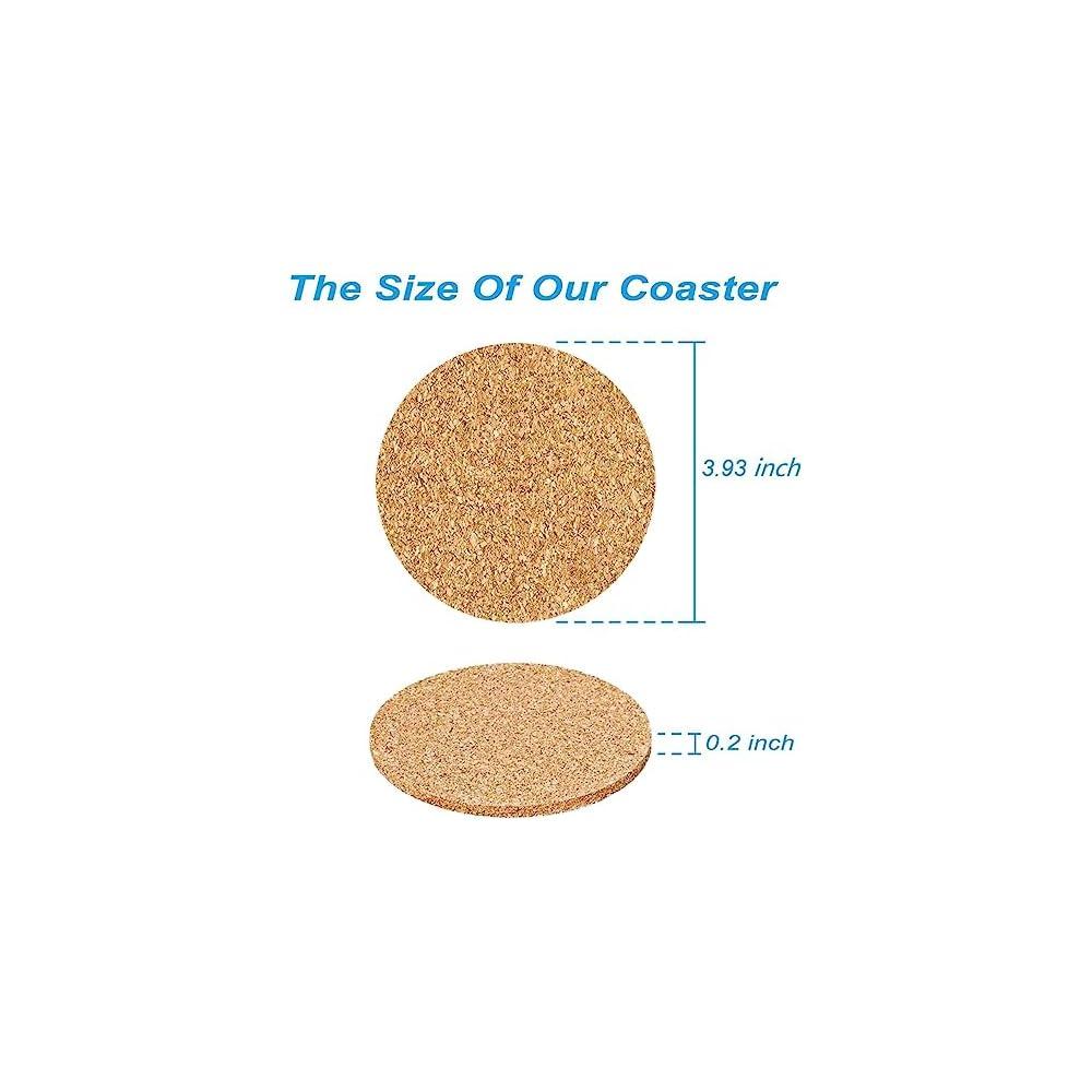 Roseelf Stylish Cork Coasters, 5mm Thick, 10cm Diameter, Round, 100 Pieces, Heat Resistant,