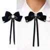 Vintage Style Black/Wine/Dark Green Bowknot Lapel Pin Unique Women' S Brooches Jewelry Exquisite Fashion Pearls Brooch