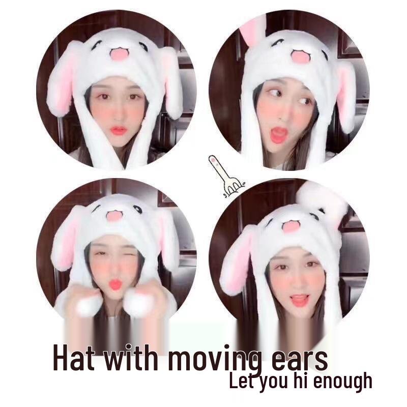Children's Plush Cartoon Hat with Movable Ears - Luminous Rabbit Design for Parent-Child Matching