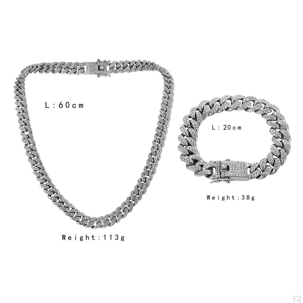 Cuban Chain for Men, Necklace Bracelet Jewelry, Clasp Gift Charm