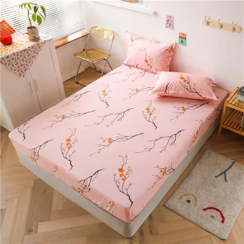 Home Textile Fashion Printed Fitted Sheet 1pcs Four Corner Elastic Band Bed Sheet Mattress Cover (Without Pillowcase)