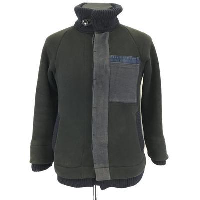 Blue Blue Japan Harrislan Baumwolljacke Outer Größe 0 XS Schwarz Innentasche Rippkragen Bündchen Saum Verdeckte Front BLUEBLUE(GEBRAUCHT)