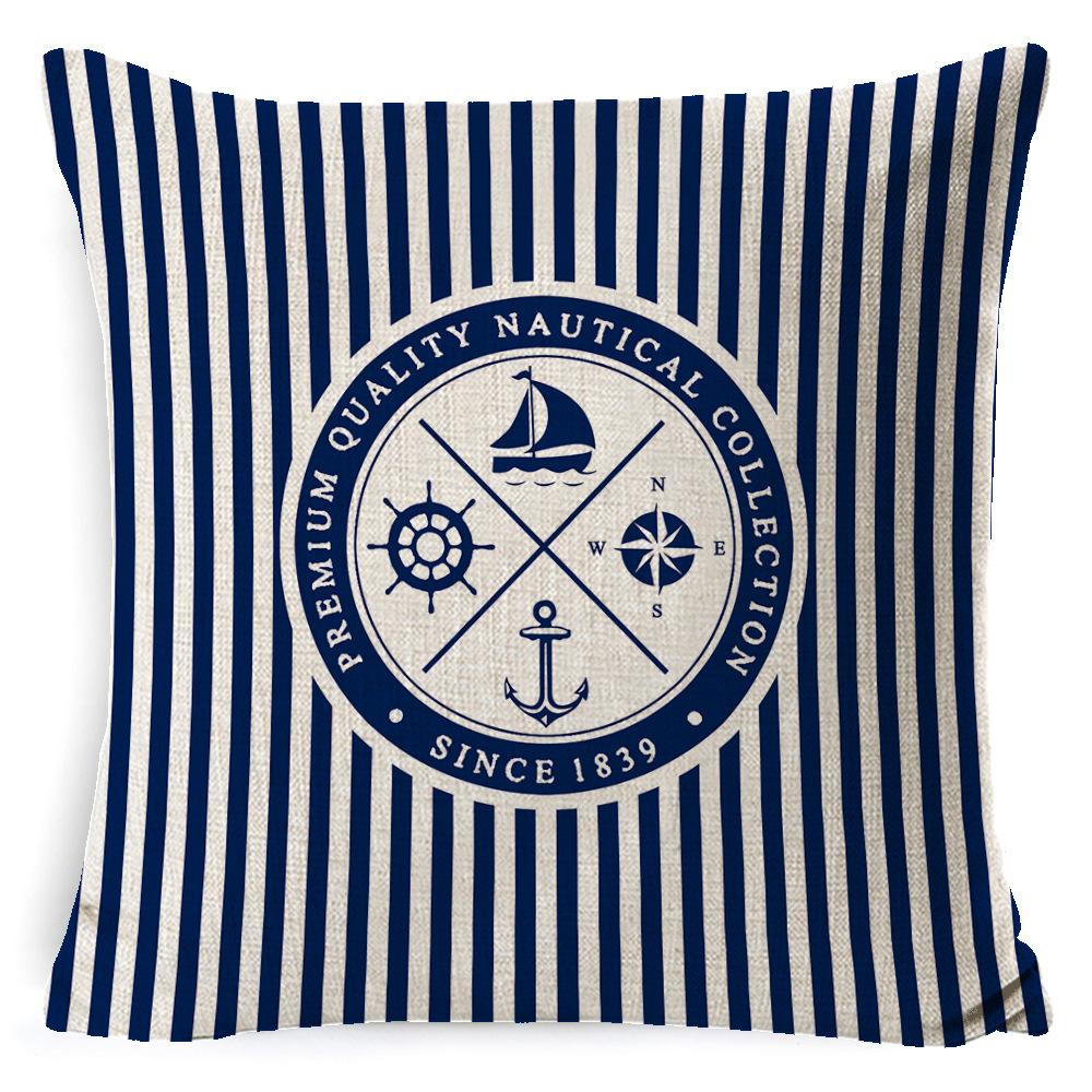 Cushion Cover Ocean Anchor Linen Pillow Cover Simple Sailing Sofa Living Room Pillow Cover Premium Durable Quality