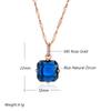 Luxury Square Blue Natural Zircon Pendant Necklace For Women Fashion  Rose Gold Color Fine Daily Ethnic Bride Jewelry